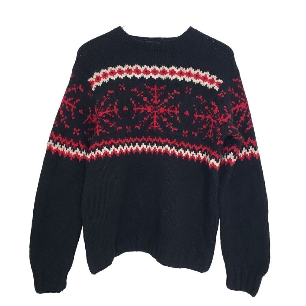 J Crew Handknit Lambswool Sweater Vintage Y2K Winter Pullover Womens Sz Large
